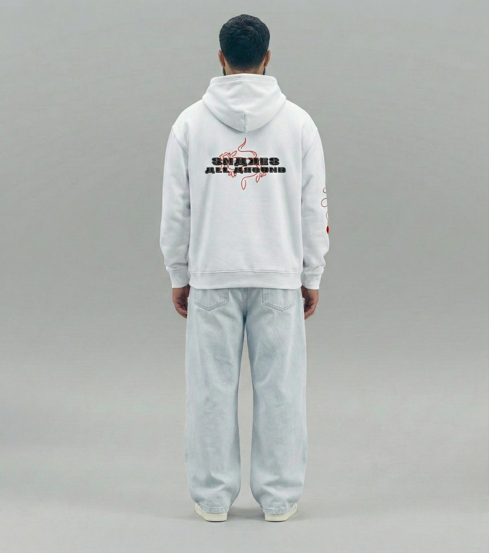 SNAKES ALL AROUND HOODIE - WHITE