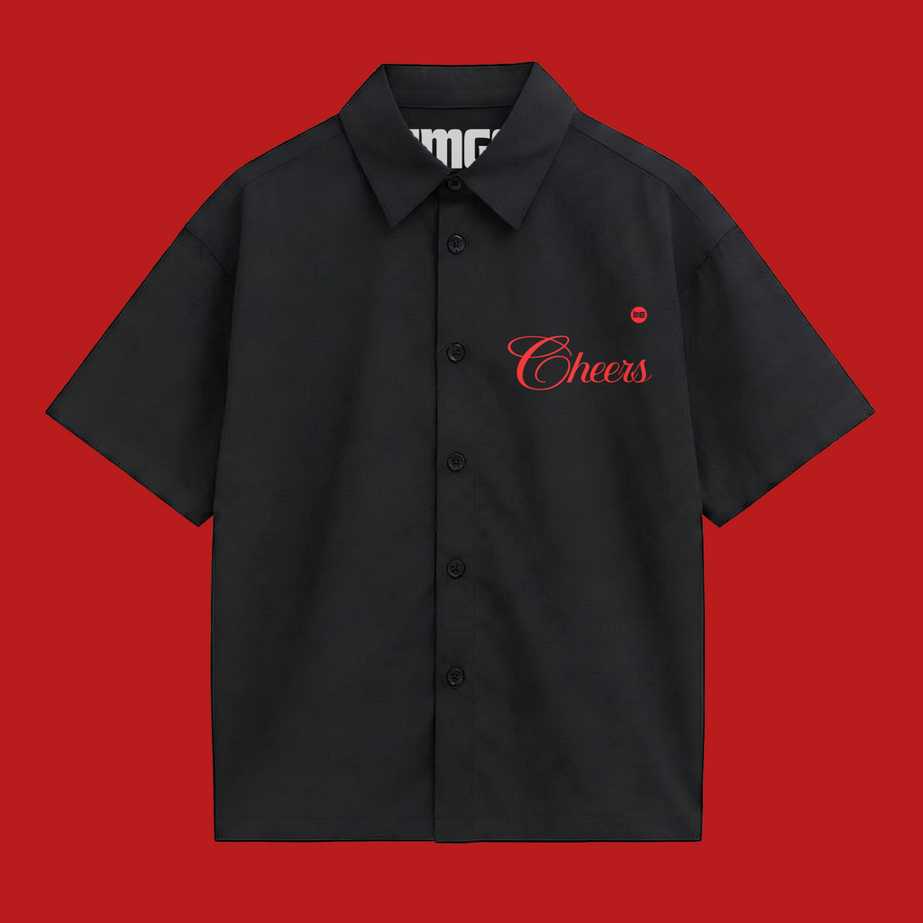 CHEERS OVERSIZED SHIRT - BLACK