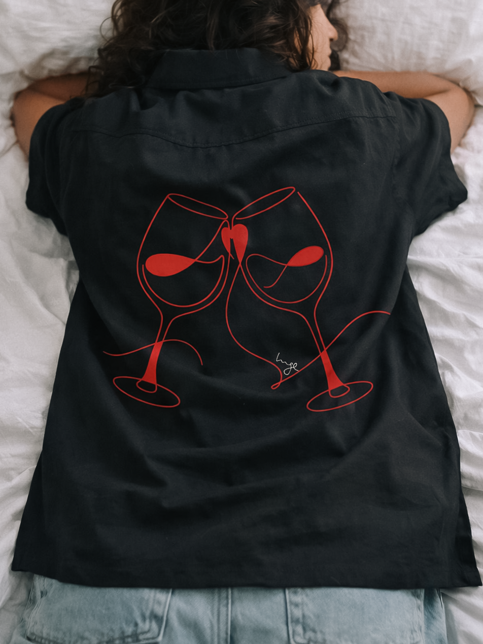 CHEERS OVERSIZED SHIRT - BLACK